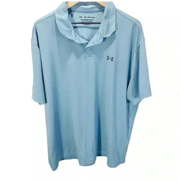 Under Armour Golf The Performance Polo Shirt Light Blue Sz 2XL Short Sleeve - Picture 3 of 5